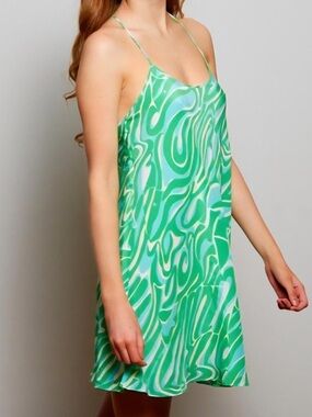Lilly Pulitzer Aqua and Green Marble Slip Dress